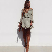 Off Shoulder Tunic Long Sleeve Ruffle Dress