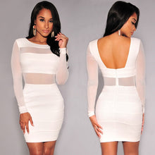 Long Sleeve Mesh Bodycon Pencil Dress