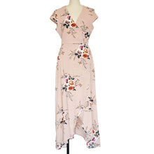 Deep Floral Print Deep V Neck Summer Chiffon Maxi Dress