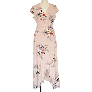 Deep Floral Print Deep V Neck Summer Chiffon Maxi Dress