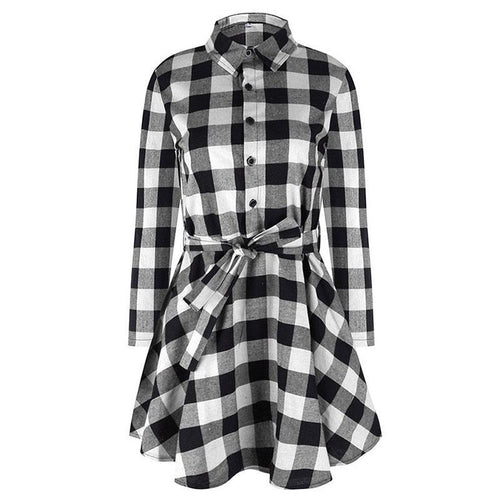 Plaid Turn-down Collar Cotton