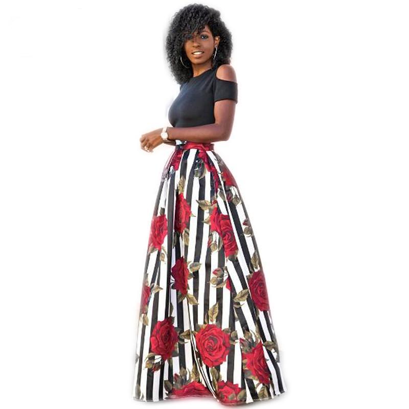 Short Sleeve Black Top Long Pattern Floral Dress