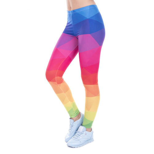 Printed Women Legging Colorful Triangles Rainbow