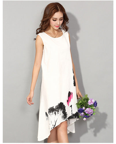 Linen Vintage Dress Ladies Sundress