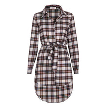 Irregular Plaid Shirt Dresses Women Clothes