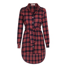 Irregular Plaid Shirt Dresses Women Clothes