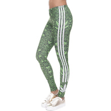 Fashion Stretch Leggings Weeds White Stripes