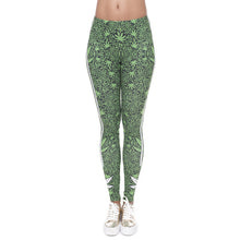 Fashion Stretch Leggings Weeds White Stripes