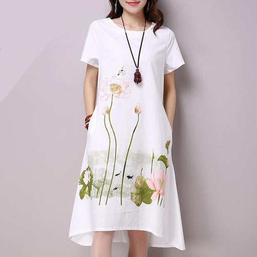 Short Sleeve White Women Dress