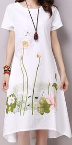 Short Sleeve White Women Dress