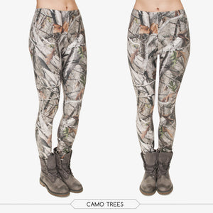 Camo Branches 3D Printing Leggings Woman Pants