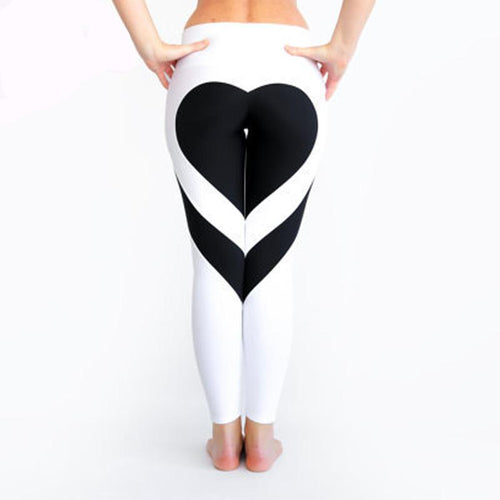 Heart Pattern Mesh Splice Legging