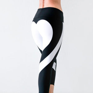 Heart Pattern Mesh Splice Legging