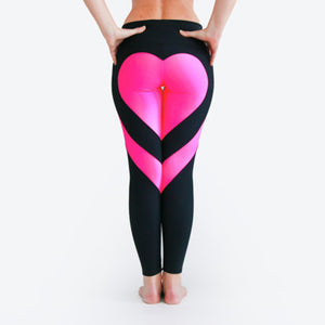 Heart Pattern Mesh Splice Legging