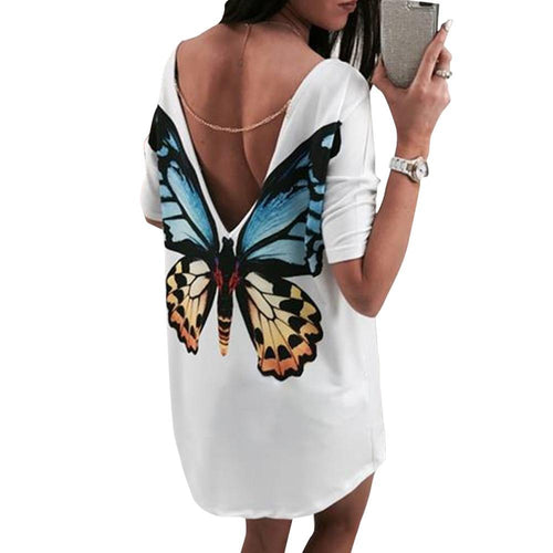 Butterfly Casual V neck women dresses