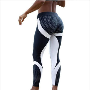 Fitness Leggings For Women Elastic Black White Printed Leggings
