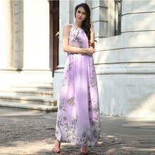 Print Halter Tunic Sleeveless Pleated Long Maxi