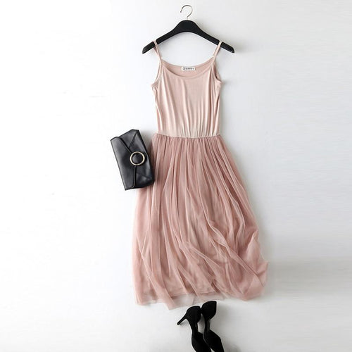 Patchwork Mesh Dress Spring Summer Women