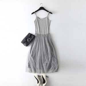 Patchwork Mesh Dress Spring Summer Women