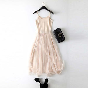 Patchwork Mesh Dress Spring Summer Women