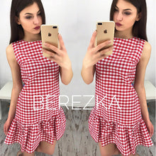 Women Plaid Ruffles Sexy Dress