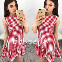 Women Plaid Ruffles Sexy Dress