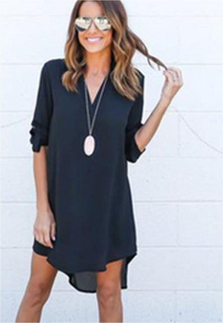 Dress Loose Waist Solid Shirt