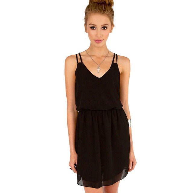 Chiffon Party Dress Women Casual V neck