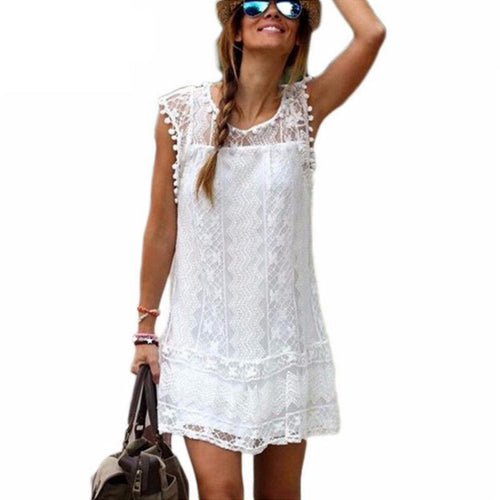 Short Dress Tassel Black White
