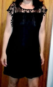 Short Dress Tassel Black White