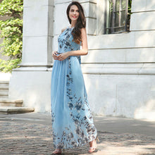 Print Halter Tunic Sleeveless Pleated Long Maxi