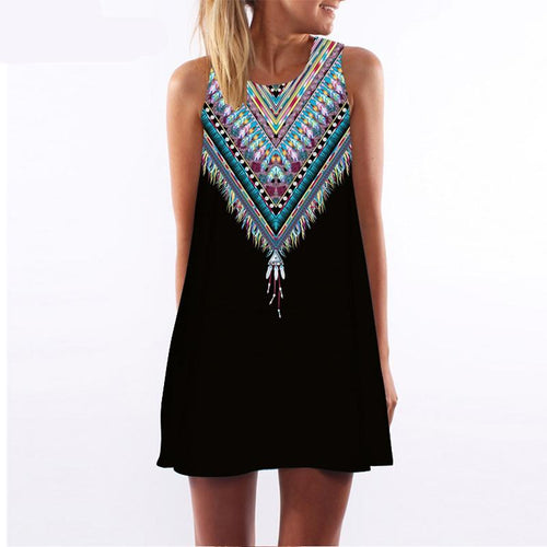 Beach Dress Floral Print Tunic Sleeveless