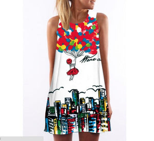 Beach Dress Floral Print Tunic Sleeveless