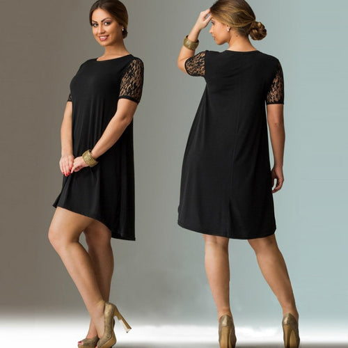 Plus Size Women Lace Dress Short