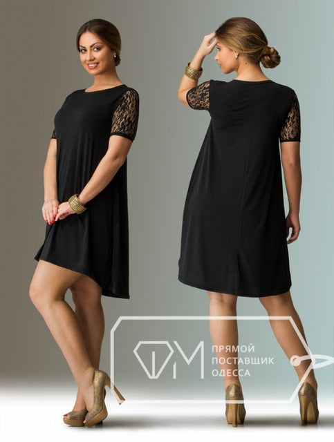 Plus Size Women Lace Dress Short