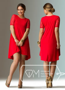 Plus Size Women Lace Dress Short