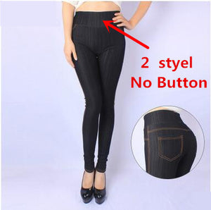 High Waist Jeans Leggins With Buttons Jeggings
