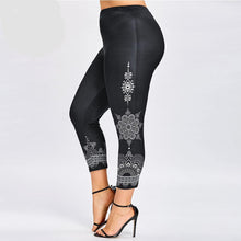Ethnic Print Leggings Skinny Fitness Elastic Waist Ninth Pencil Pants Women Trousers Leggins