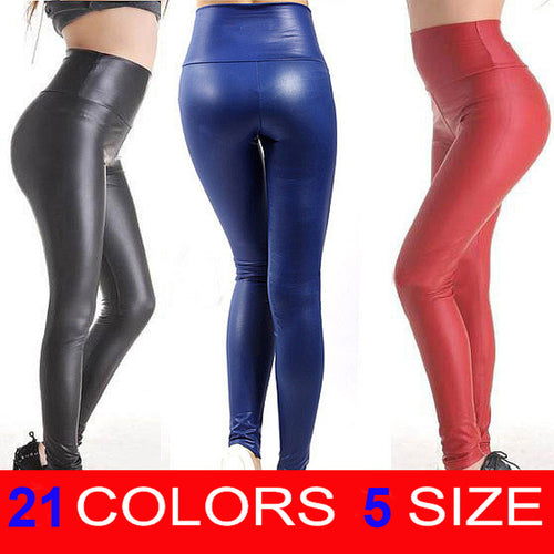 High Waist Leather Leggings For Women Skinny Leather Leggings