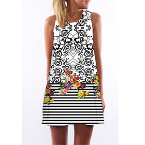 Beach Dress Floral Print Tunic Sleeveless