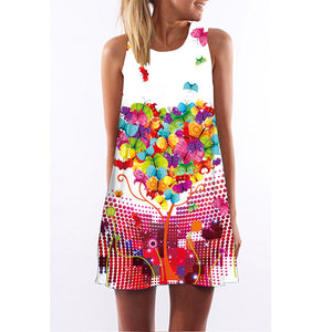 Beach Dress Floral Print Tunic Sleeveless