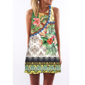 Beach Dress Floral Print Tunic Sleeveless