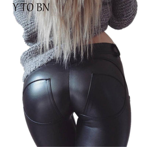 Low Waist Leather Leggings For Women