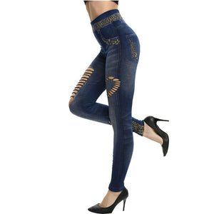 Faux Denim Jeans Leggings