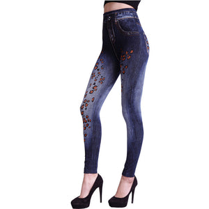 Faux Denim Jeans Leggings