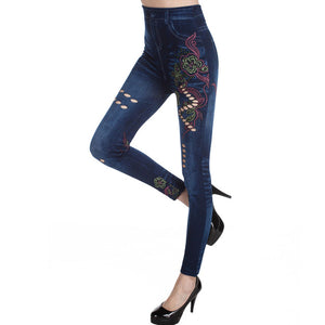 Faux Denim Jeans Leggings
