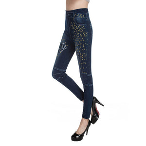 Faux Denim Jeans Leggings