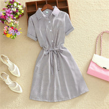Blue Stripped Cotton Women Dresses