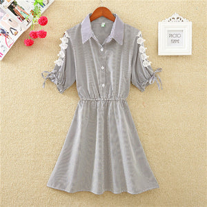 Blue Stripped Cotton Women Dresses