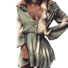 Boho Chiffon Dresses Slash Neck Beach